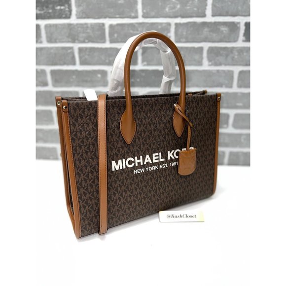 Michael Kors MK Mirella Medium EW Tote - Brown Multi - Picture 2 of 9